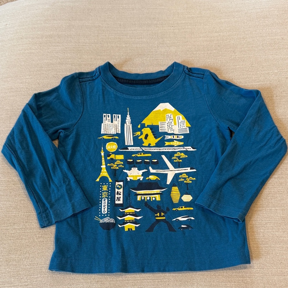 Tea Collection Blue Long Sleeve with City Graphic